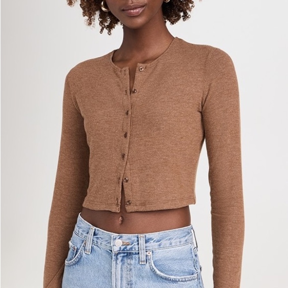 Reformation Crop Cardigan Camel Sz Xl